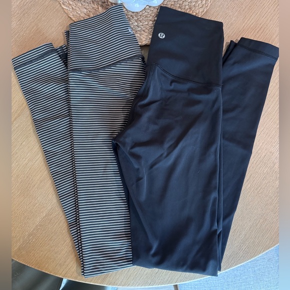 lululemon athletica Pants - 2 Lululemon High-Rise Leggings. 1 striped and 1 black